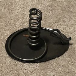 Amish Wrought Iron Courting Candle Holder & Burgundy Candle