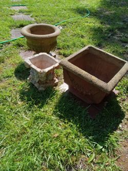 Cement flower pots take cash only