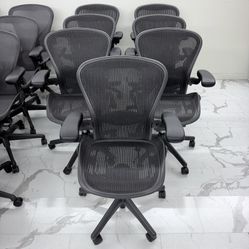 LIKE NEW MILLER CLASSIC AERON OFFICE CHAIR SIZE B WITH LUMBAR SUPPORT PAD $425 EACH