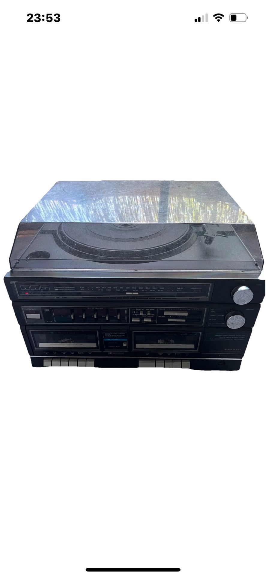 Vintage SANYO FM/AM Stereo Music System GXT 727 Turn Table Cassette Radio Tested