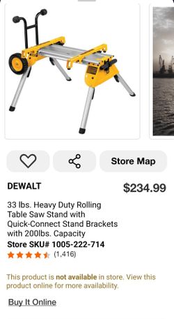 DEWALT
33 lbs. Heavy Duty Rolling Table Saw Stand with Quick-Connect Stand Brackets with 200lbs. Capacity