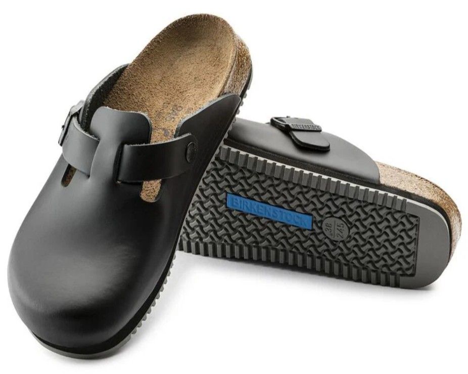 New Birkenstock Boston BS 0060196 Size EU 42 US L 11 Black Leather Clogs
