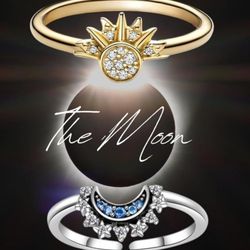 Celestial Sun And Moon Ring Set. Womens Size 6