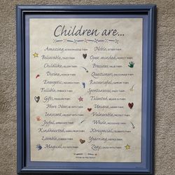 Children are…Inspirational Picture, Art, Decor. Hand Painted Frame. 