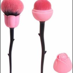 Brandnew  Pro Enchanted Rose Flower Makeup Brushes, For foundation, 2 pcs Pink Foundation and Powder Makeup Brush Set