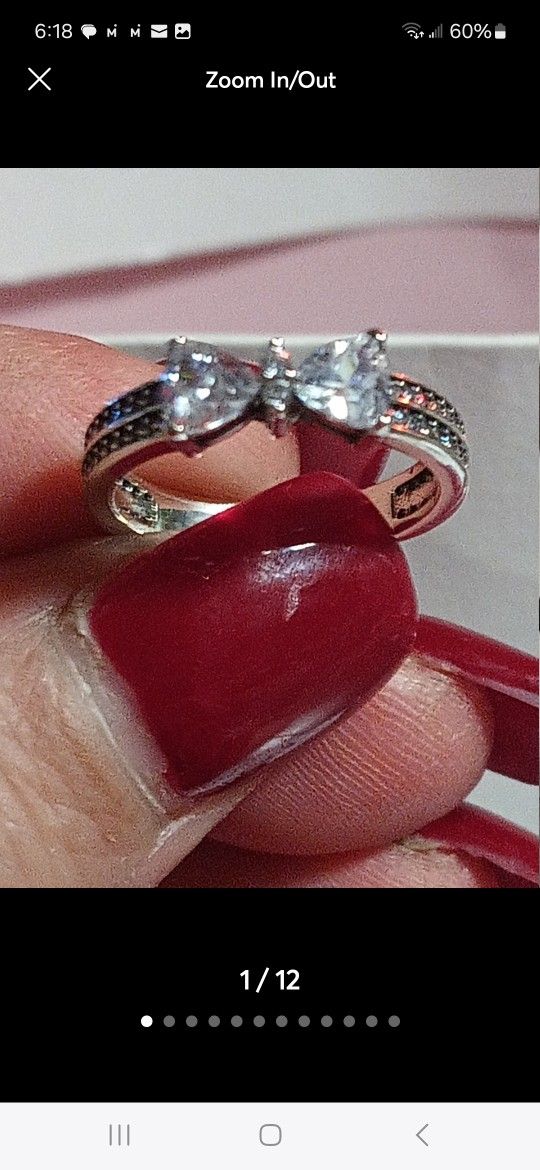 Pandora Authentic Brand New Sterling Silver Sparkling XL Bow Ring Featuring Trillion Size 7 -2 Available