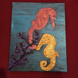  Seahorse Textured Art 16x20