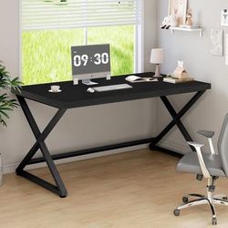 47” Black Computer Desk with X-Frame Legs