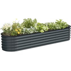 Brand New 8x2x1.5ft Raised Garden Bed-Oval Outdoor Galvanized Planter Box