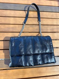 Zara Black Leather Shoulder Bag with Chain Strap