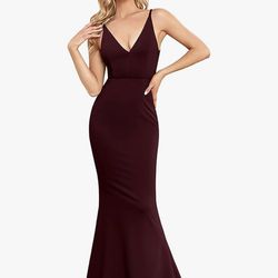BUPT Women’s V Neck Dress Sleeveless Elegant Formal dress - Bodycon Mermaid Cocktail long Maxi dress