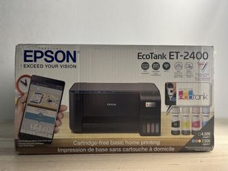 Epson EcoTank ET-2400 Wireless Color All-in-One Cartridge-Free Supertank Printer with Scan and Copy – Easy, Everyday Home Printing, Black