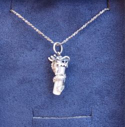Silver Dragon Necklace With A Gemstone 