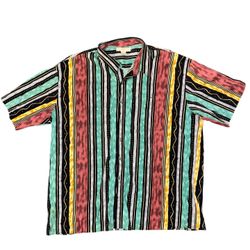 Vintage Expressions Worldwide Shirt Mens 3XL Striped 90s Colorful Coogi Theme