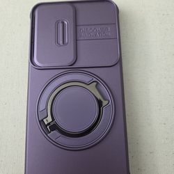 Purple phone case with sliding camera window