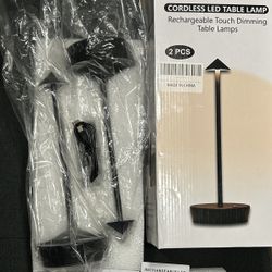 Brand New 2 Pack Rechargeable Cordless Table La, Portable Powered LED Battery 6000 mAh Metal USB Desk Lamp