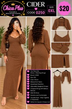 CIDER Ribbed Knit Dress & Shrug Set Size 0XL