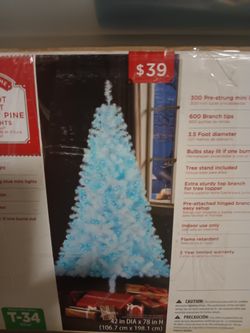 6.5 Ft White Xmas Tree With Blue Lights