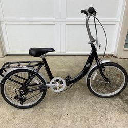 Schwinn Loop Folding Commuter Bike, 20-inch Wheels, Unisex, Black