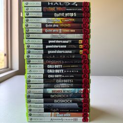 Xbox 360. Batman. Call of Duty. Grand Theft Auto. Guitar Hero