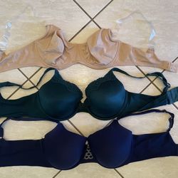 36D Bra Bundle 3-Pack: Olga, Maidenform, Lascana | Navy, Teal, Nude