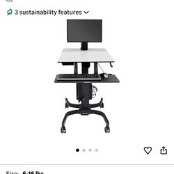 Ergotron – WorkFit-C LD Single Monitor Mobile Standing Desk, Rolling Sit Stand Workstation 