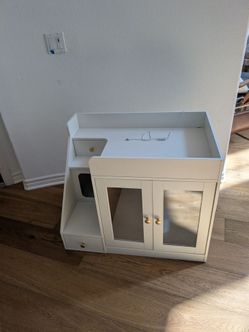 Cat cabinet with automatic locking door