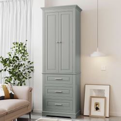 Assembled New 62.2" Wide Storage Cabinet Pantry Cupboard with Doors and Drawers
