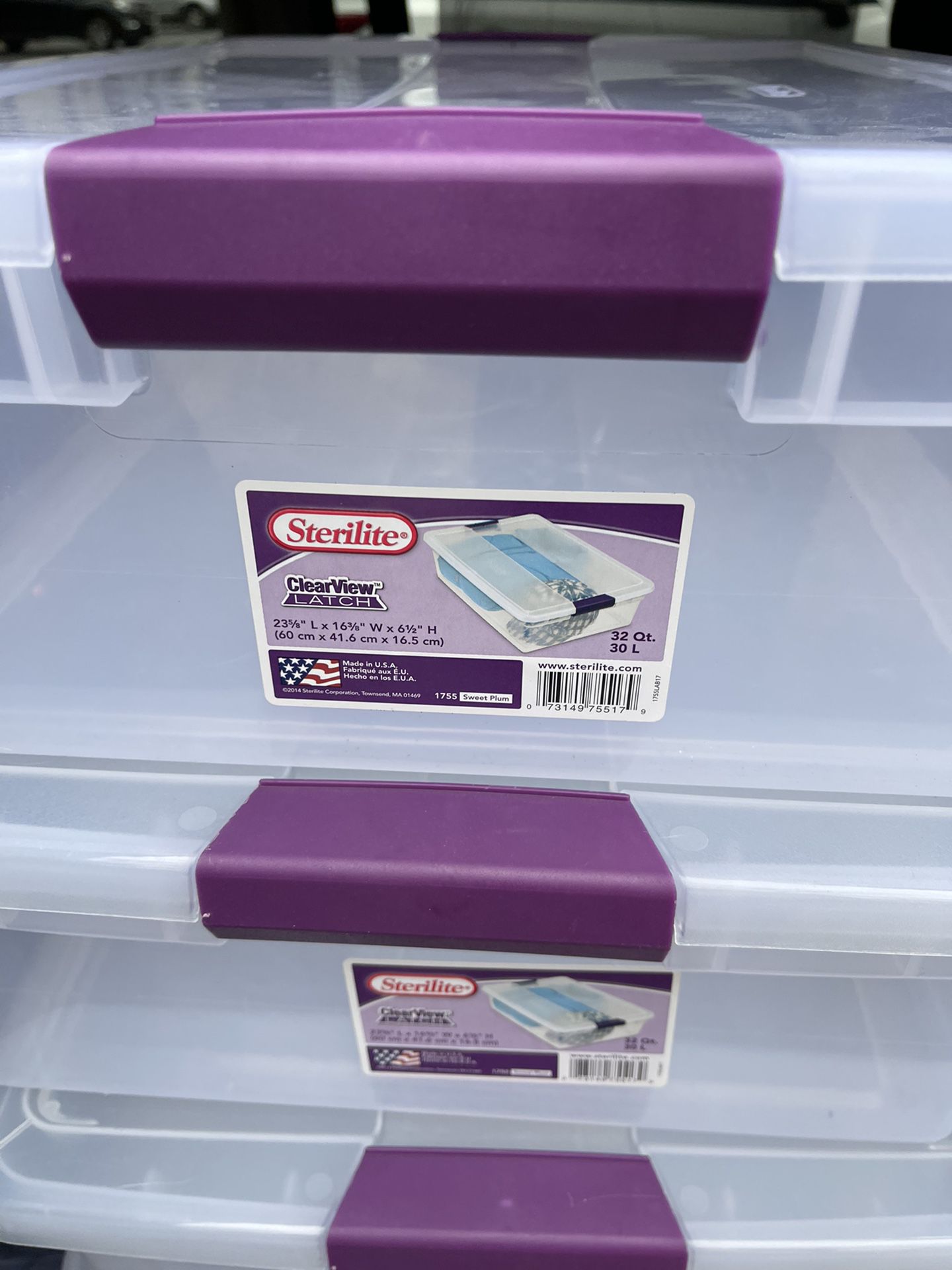 Sterilite 32qt Clear View Storage Bin with Latch Purple