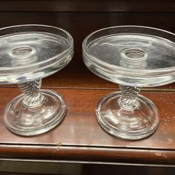 Set Of 2 Longaberger Glass Candle Holders