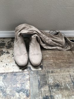 Beige Over The Knee Boots