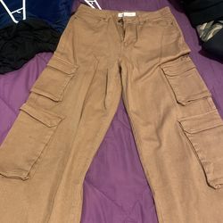 Brown High-Rise Cargo Pants