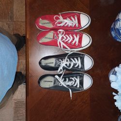 3 Pairs Of Converse Woman's Size 8 Excellent Condition 