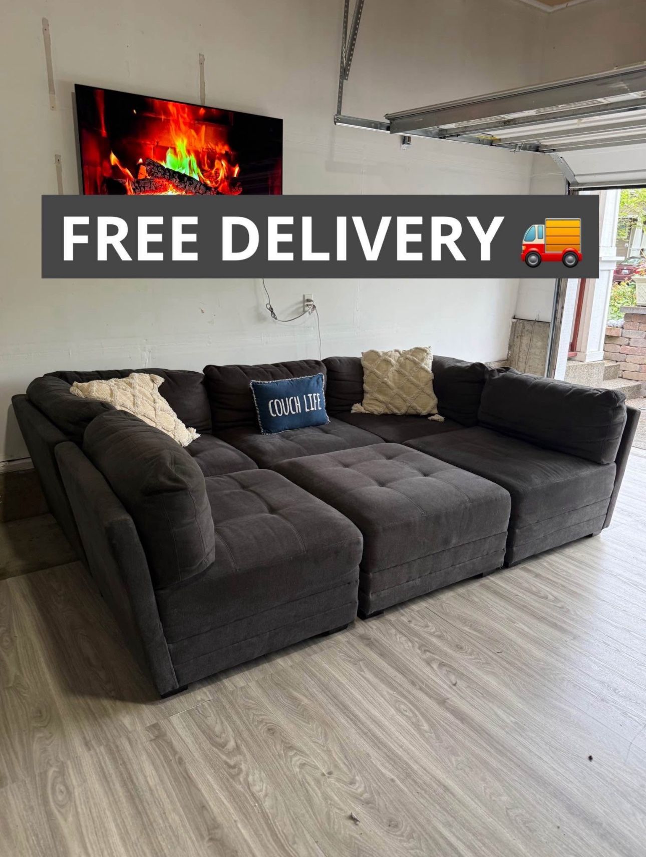 Large Gray Sectional Couch 🛋️ FREE DELIVERY 🚚