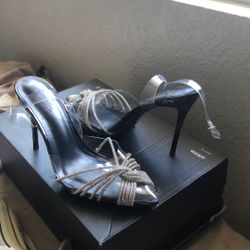 charlotte russe black and  silver design heels 
