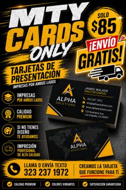 1000 tarjetas por $85. Free shipping