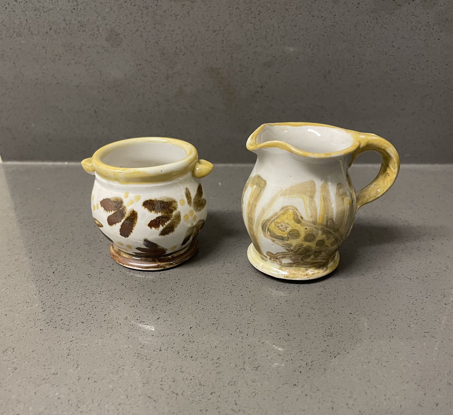 Ceramic Sugar Bowl And Milk Picture