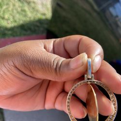 10k Vvs diamond Double Sided Photo Pendant 