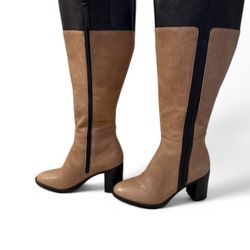 New Naturalizer Leather Frances Boot   Tan and Black Leather Knee-high Boots With A 4-Inch Heel Gently Used  Size 5.5  If you have any questions about
