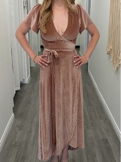 Megan Velvet Wrapped Dress Champagne Rose