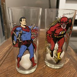 1975 & 1971 Superman and Flash Pepsi Collector Cups