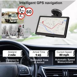 GPS Navigation System with 2025 America Canada Maps, Free Lifetime Maps Update, 7-inch Touchscreen Vehicle GPS, for Semi Truck, RV, Commercial Drivers