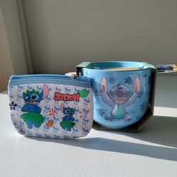 Disney Lilo & Stitch Bowl / Chopsticks & Coin Purse Bag Set New
