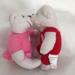 Plush Hallmark female and male bears that are a couple.