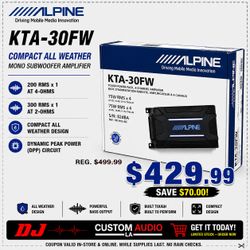 Alpine KTA-30FW Compact All Weather Compact Mono Subwoofer 600 Watts Max 🚨 Payment Options Available 🚨 No Credit Needed 🚨