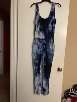 Blue Tie-Dye Sleeveless Jumpsuit