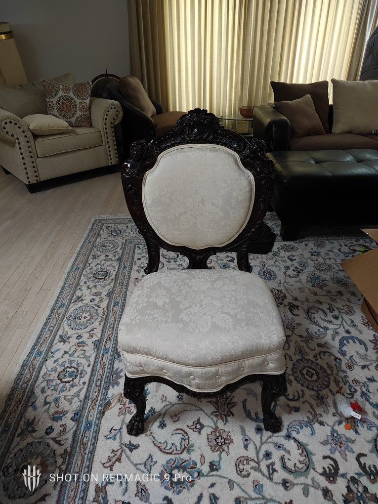 Antique 19C. Hand Carved Wooden Chair GC+
