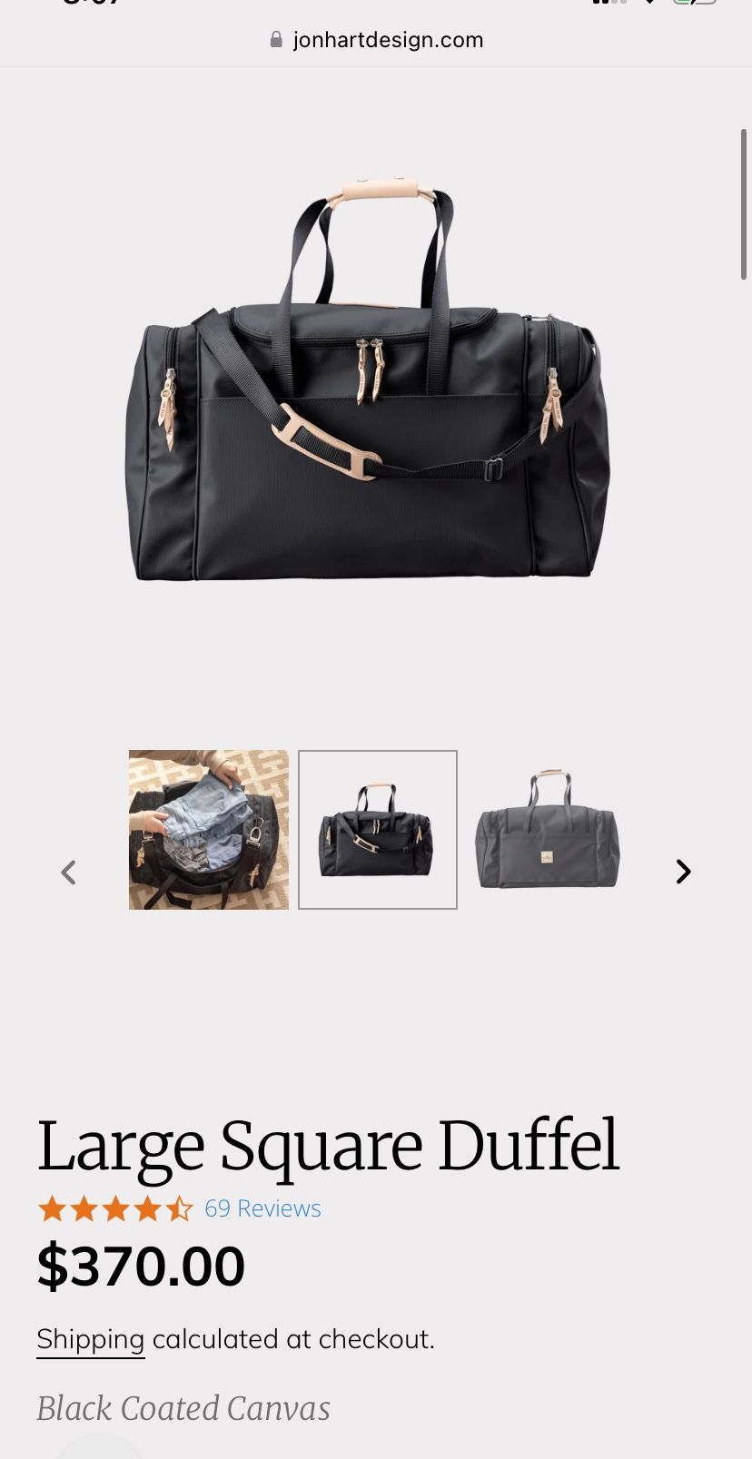 Jon Hart Design Large Square Duffel Bag (missing Shoulder Strap)