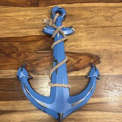 Blue wooden anchor