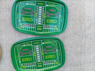 Vtg Pair Of Reno Craps Table Tin Serving Trays